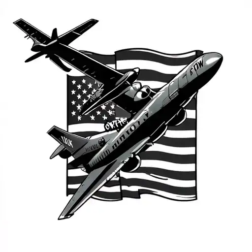 b1 bomber over b17 bomber with a POW flag tattoo design idea