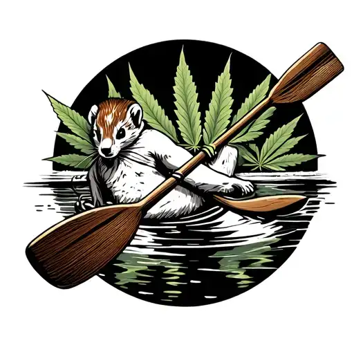 rowing oars weasels and cannabis tattoo design idea