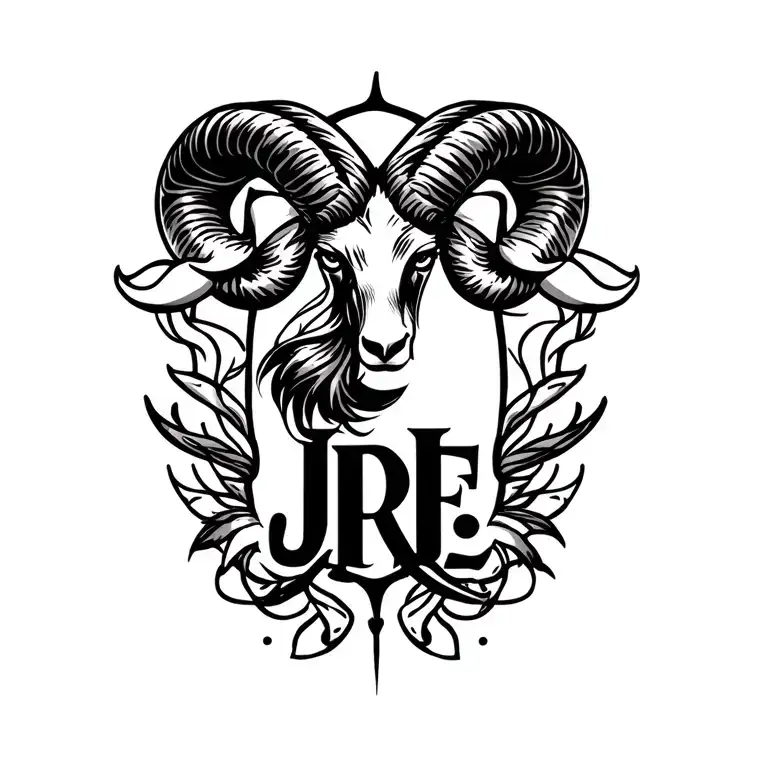 aries with initials J.R.E. tattoo design idea