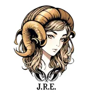 aries with initials J.R.E. tattoo design idea