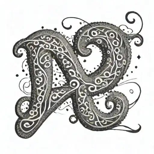 A cursive letter D with a heart  tattoo design idea