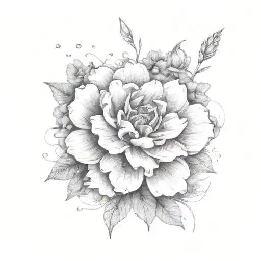 July august november birth flower bouquet tattoo design idea