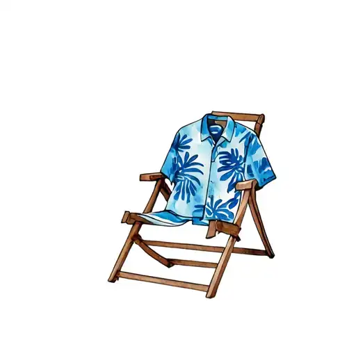 blue lawn chair and hawaiian shirt tattoo design idea