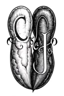 two peas in a pod with initials C and J tattoo design idea