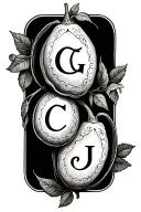two peas in a pod with initials C and J tattoo design idea