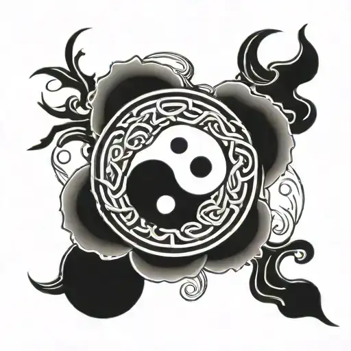 Yin Yang with endless knot tattoo design idea