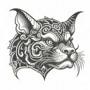 fu dog head with 3 horns and 4 eyes tattoo design idea