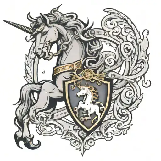 Scottish clan crest with unicorn surrounded tattoo design idea
