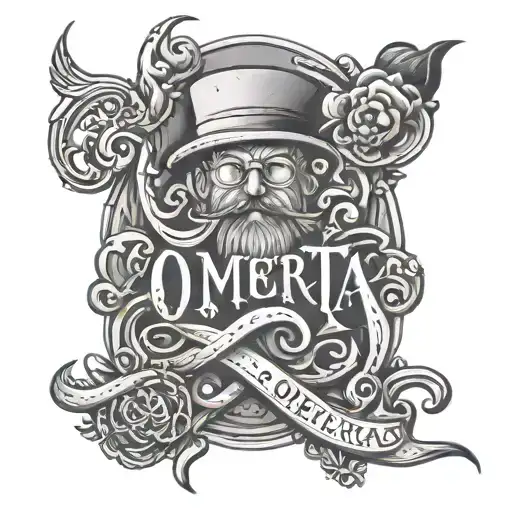 Omerta font with picture tattoo design idea