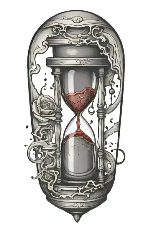 Hourglass with blood dripping tattoo design idea