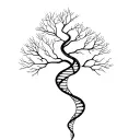 tree with dna-strand branch symbolizing life tattoo design idea