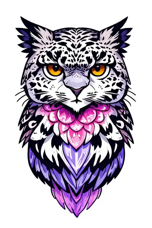 snow leopard, owl, eagle tattoo design idea