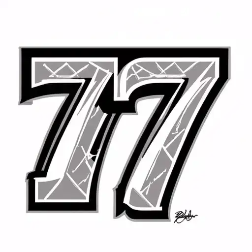 Tattoo of the number 77. I  want one of the 7s to be the lakers. The other 7 to be the raiders. And somehow add music sy tattoo design idea