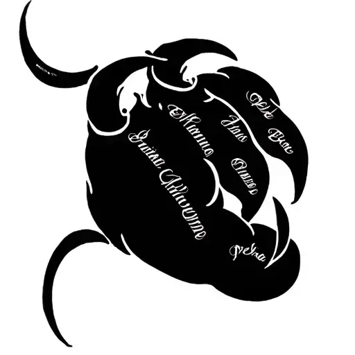 lion claw mark with pride and family names tattoo design idea