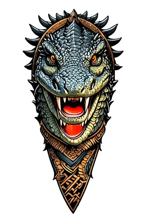 Alligator Samurai Warrior tattoo design idea