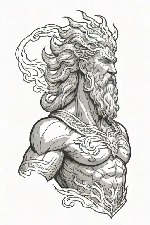 Half sleeve tattoo about Zeus holding a lightning and Aris with his army tattoo design idea