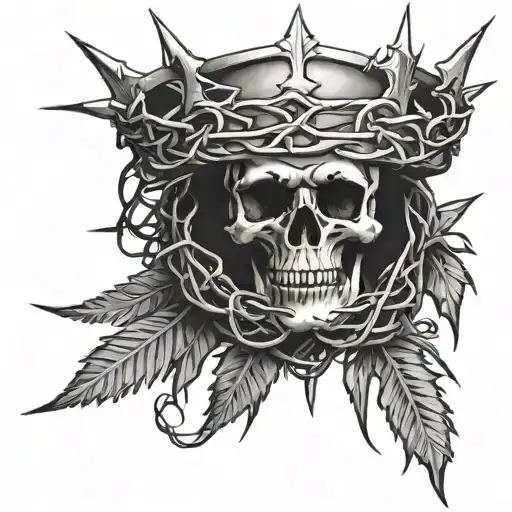 the word redeemed with the crown of thorns tattoo design idea