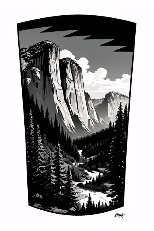yosemite skyline tattoo design idea