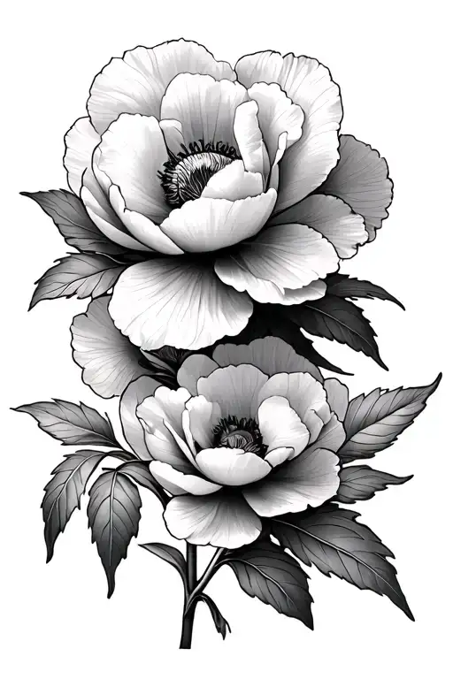 peonies poppies African violets stargazer tattoo design idea