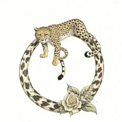 cheetah print and flowers tattoo design idea