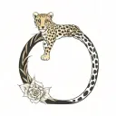 cheetah print and flowers tattoo design idea