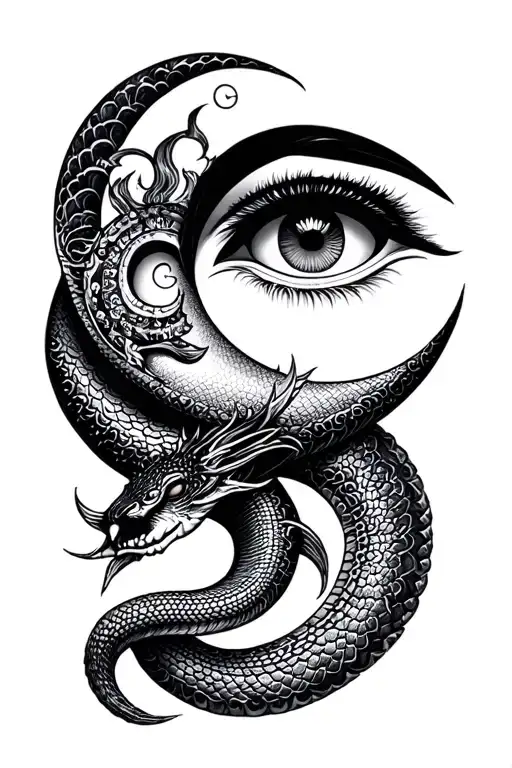 shiva third eye, shivas cobra, shivas crescent moon tattoo design idea