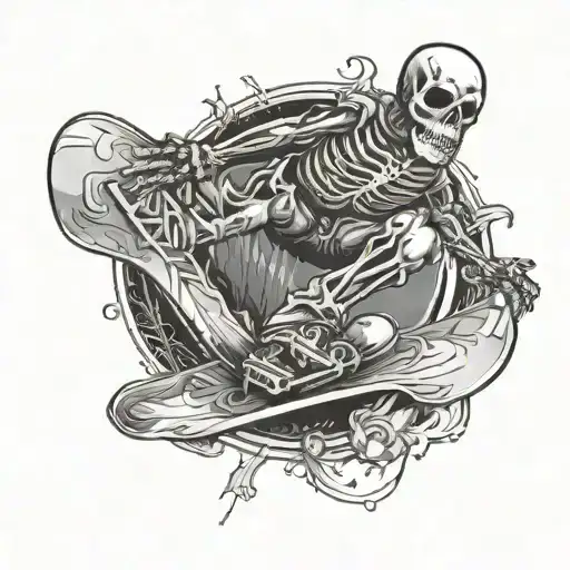 snowboard skeleton tattoo design idea