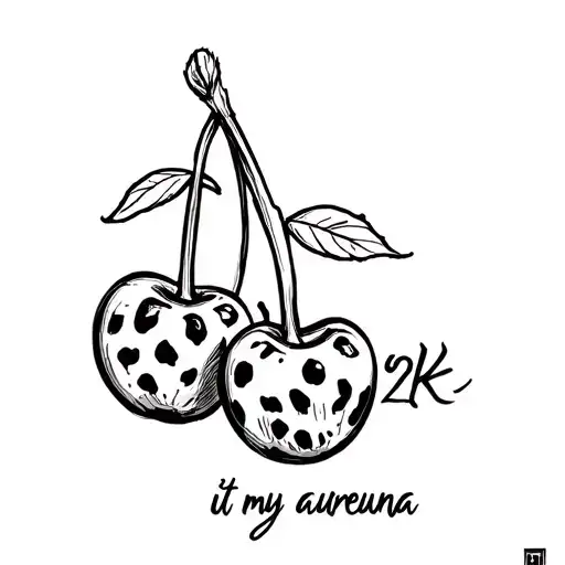y2k cherries with cheetah print with my name aureuna it  tattoo design idea