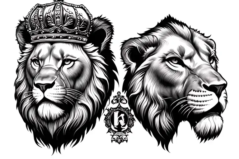 leon con corona tattoo design idea