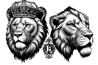 leon con corona tattoo design idea