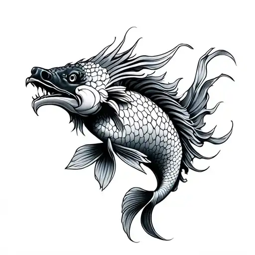 dragon fish koi fish tattoo design idea