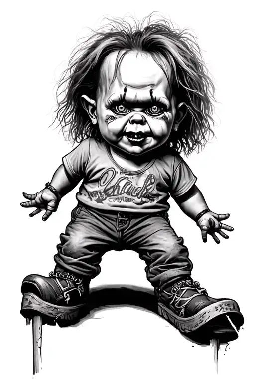 Chucky on stilts traditional style  tattoo design idea