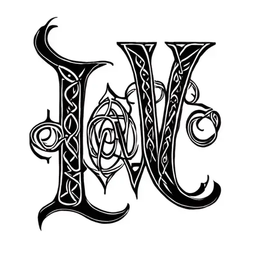 Celtic inspired tattoo with initials L, W and C and numbers 3796201 tattoo design idea