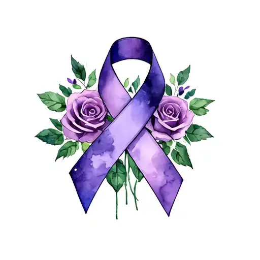 purple awareness ribbon made of roses intertwined tattoo design idea