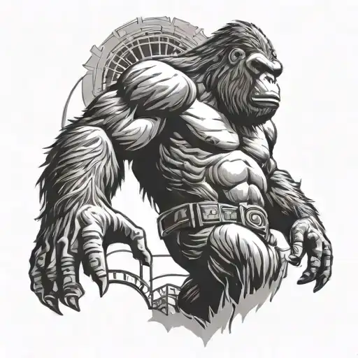 king kong on the spaCE NEEDLE tattoo design idea