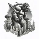 king kong on the spaCE NEEDLE tattoo design idea