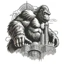 king kong on the spaCE NEEDLE tattoo design idea