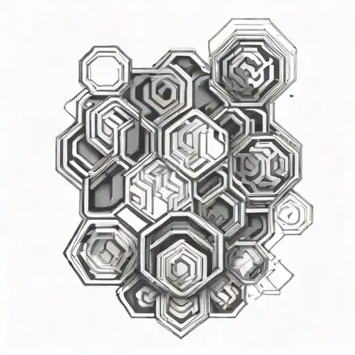 hexagon lines connecting various tattoo design idea