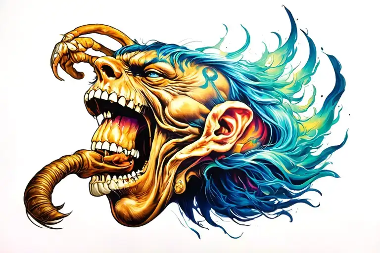 Samson and jawbone tattoo design idea