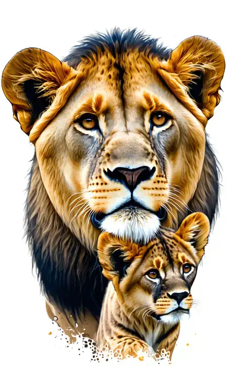 lioness and cub tattoo design idea