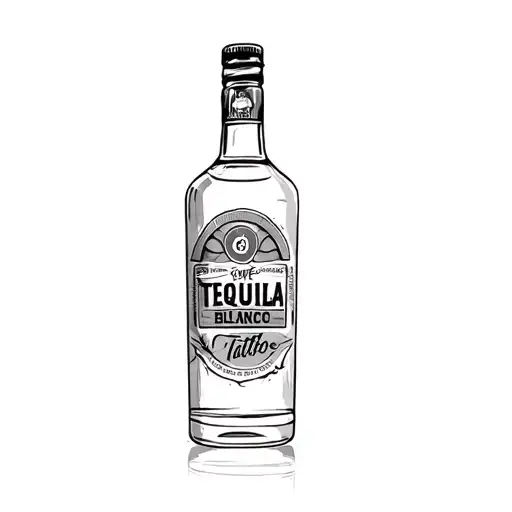 a bottle of tequila blanco tattoo design idea