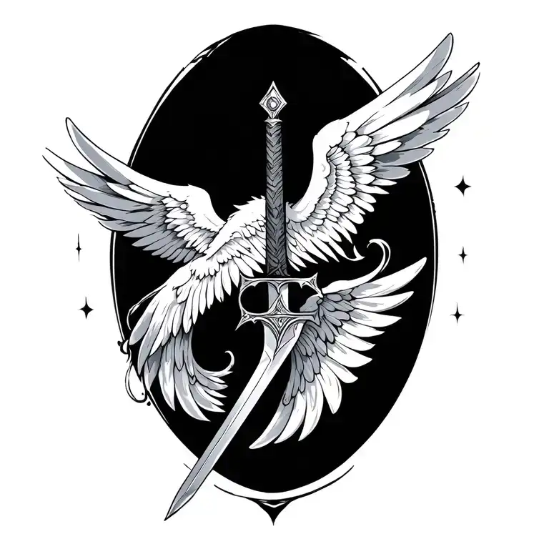 sword wings tattoo design idea