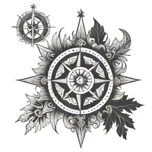 nordic compass tattoo design idea