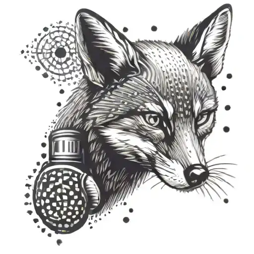 A fox wearing boxing gloves with a binary code background tattoo design idea