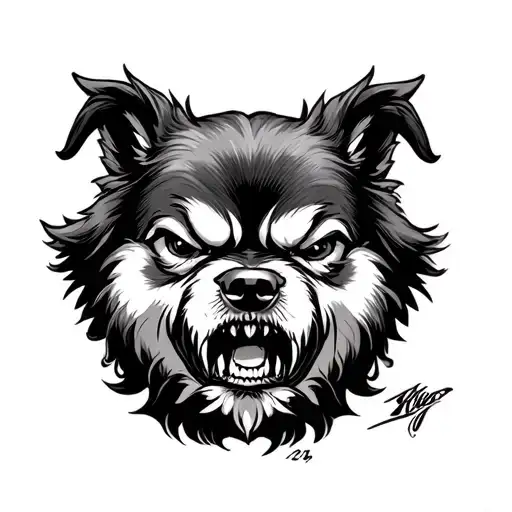angry dog skusku tattoo design idea