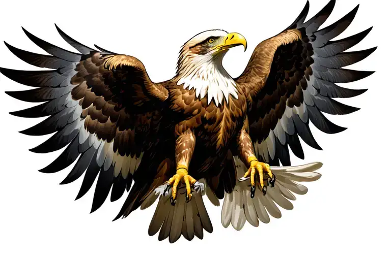 Eagle with wings outstretched realistic tattoo design idea