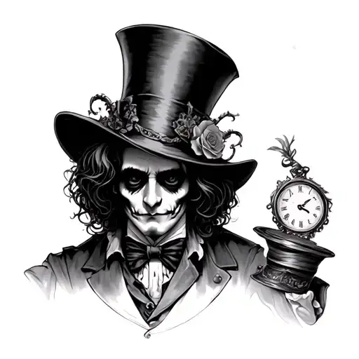 mad hatter with alice madness returns time doesnt tattoo design idea