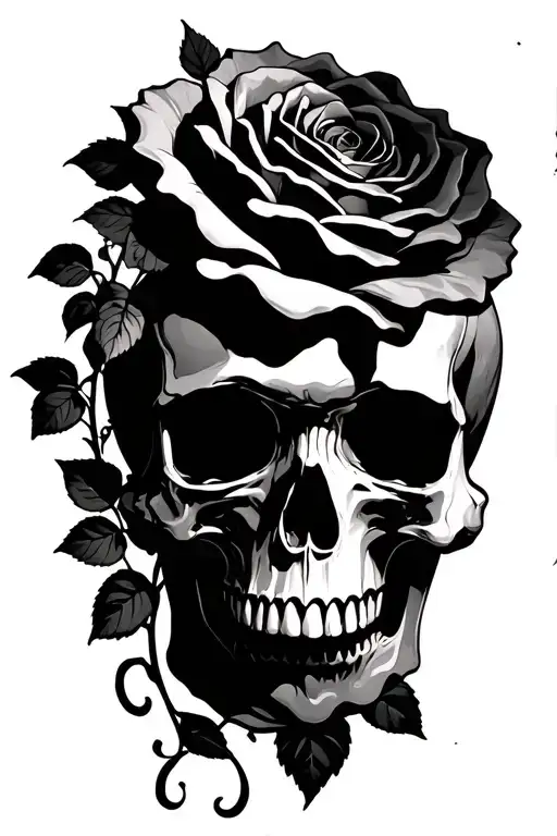 Goth Rose vines with skull tattoo design idea