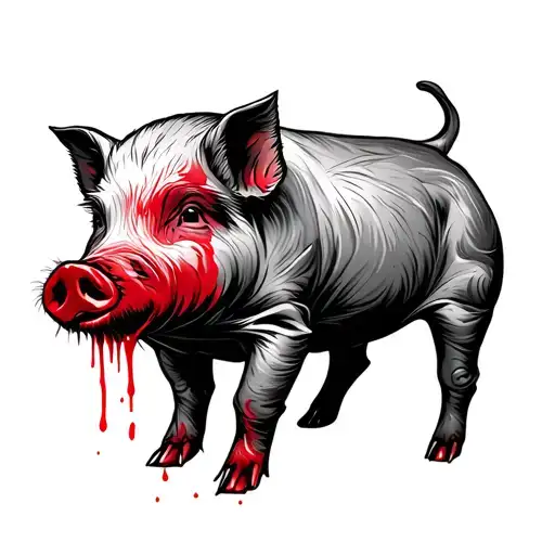 cuts a Ukrainian pig with a lot of blood tattoo design idea