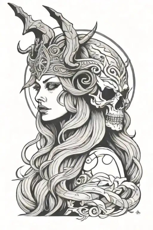Hel norse  goddess of death tattoo design idea